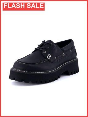 Chunky Boat Loafer Memory Foam Wide Width Lace Up Casual Shoe